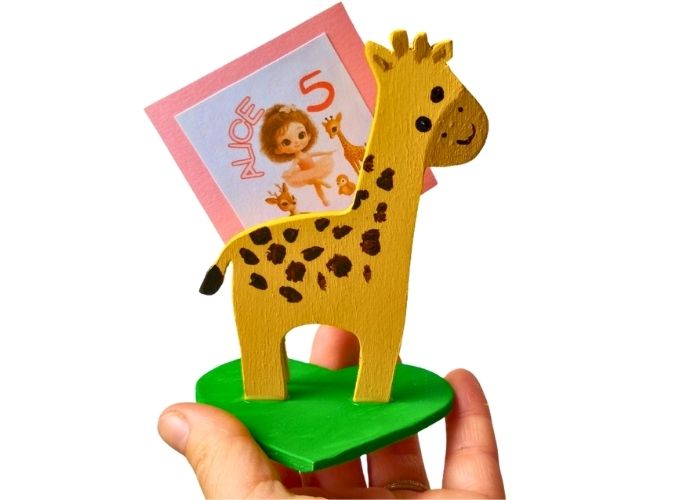 Bomboniere giraffe di legno portafoto fatte a mano